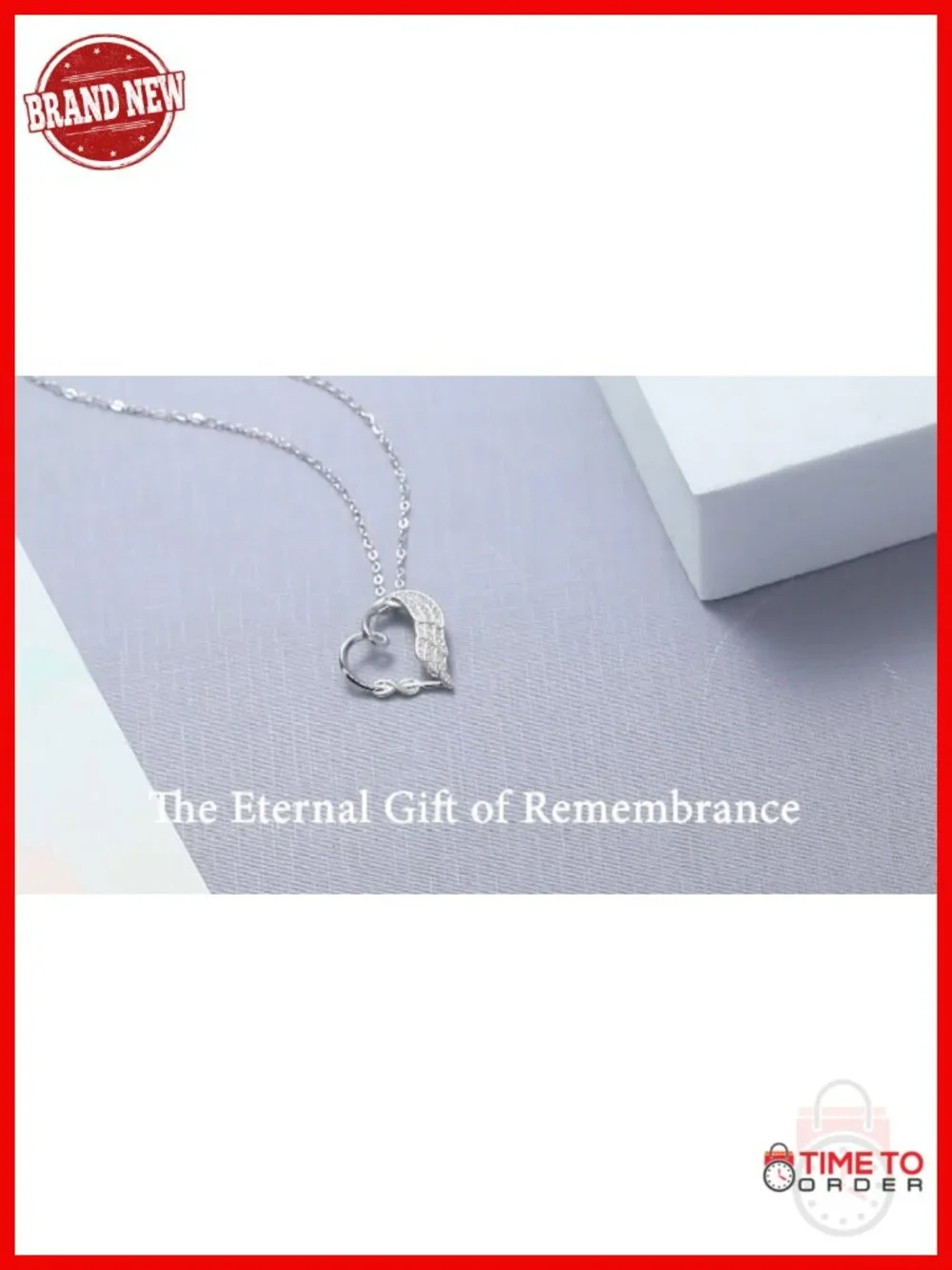 925 Sterling Silver Angel Wing Infinity Heart Memorial Necklace for Loss